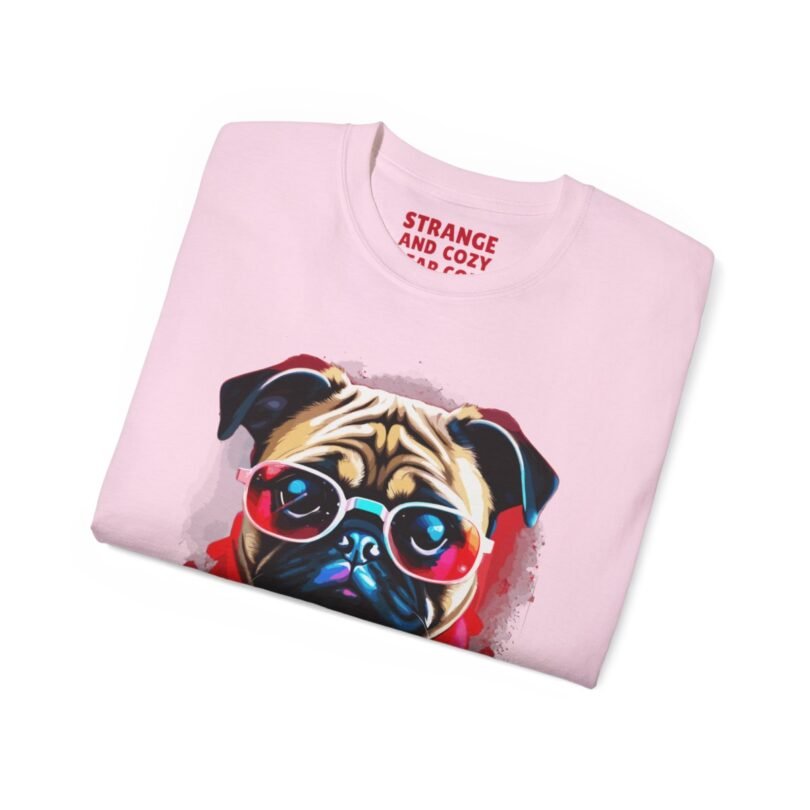 Strange and Cozy Nonchalant Pug graphic t-shirt