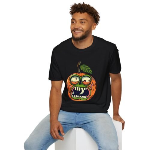 Model wearing Gourd Gone Bad horror graphic t-shirt Edgy Halloween horror plant graphic t-shirt by Strange and Cozy