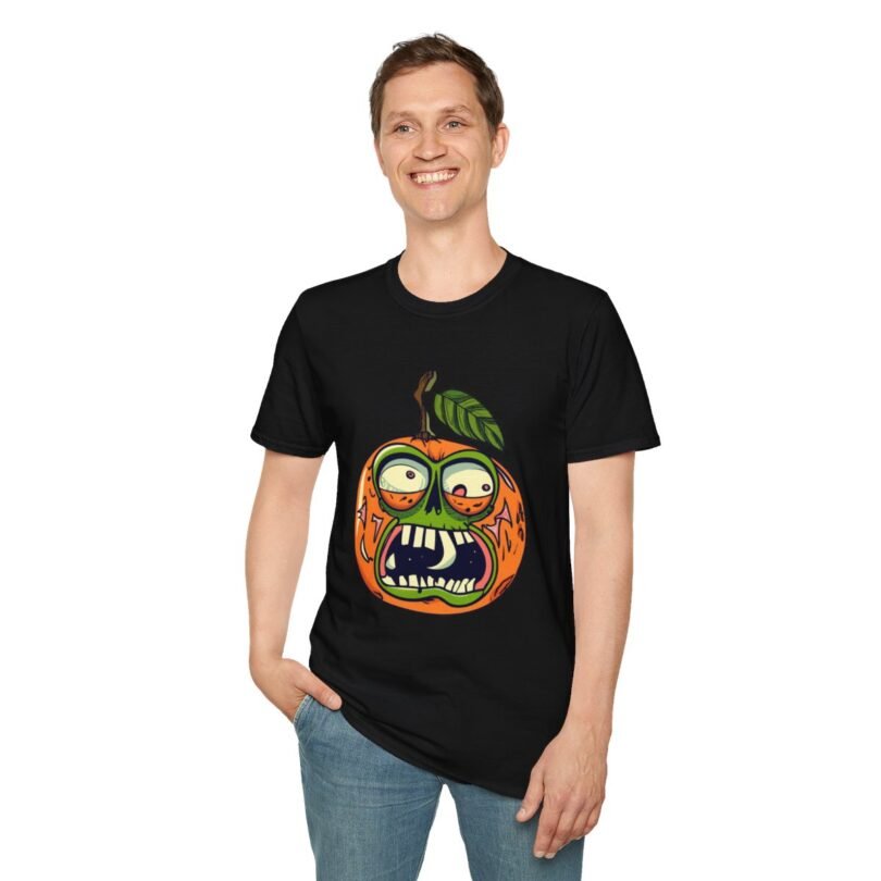 Model wearing Gourd Gone Bad horror graphic t-shirt