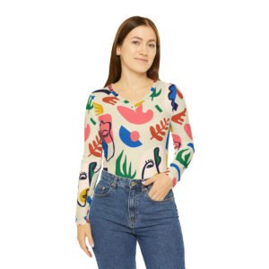 Abstract Persona Long Sleeve V-neck Shirt